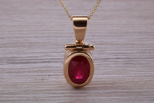 Load image into Gallery viewer, Beautiful One carat Oval cut Ruby set Yellow Gold Necklace