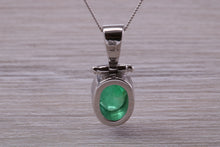 Load image into Gallery viewer, Beautiful One carat Oval cut Emerald Necklace