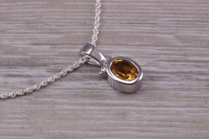 Citrine Necklace Made From Solid Sterling Silver