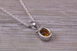 Citrine Necklace Made From Solid Sterling Silver