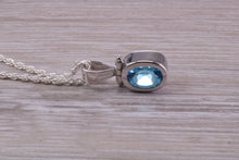 Load image into Gallery viewer, Swiss Blue Topaz Necklace Made From Solid Sterling Silver