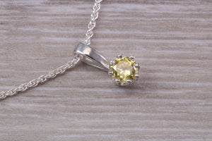 Yellow Sapphire C Z Necklace. Made From Solid Sterling Silver