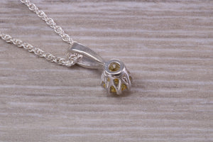 Yellow Sapphire C Z Necklace. Made From Solid Sterling Silver