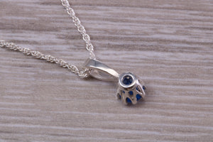Blue Sapphire C Z Necklace. Made From Solid Sterling Silver