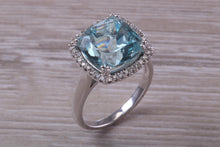 Load image into Gallery viewer, Large 7 carat Aquamarine and Diamond Ring