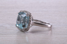 Load image into Gallery viewer, Large 7 carat Aquamarine and Diamond Ring