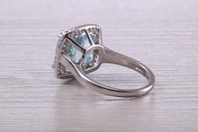 Load image into Gallery viewer, Large 7 carat Aquamarine and Diamond Ring
