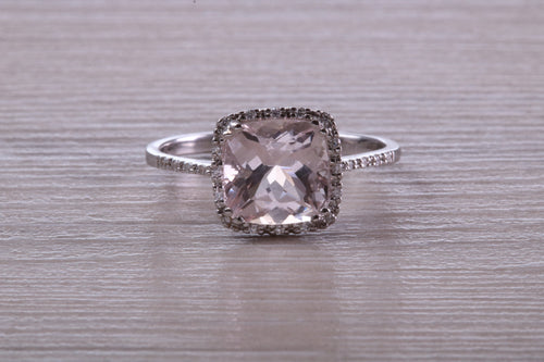 Morganite and Diamond set 18ct White Gold Ring