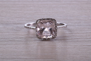 Morganite and Diamond set 18ct White Gold Ring