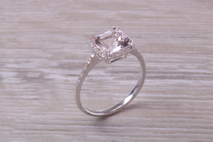 Morganite and Diamond set 18ct White Gold Ring