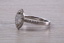 Load image into Gallery viewer, Halo set Marquise Cut Certified Diamond Engagement Ring