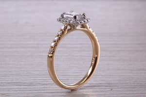 Halo set Emerald cut Certified Diamond Engagement Ring