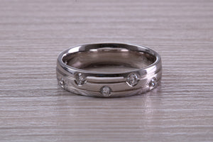 5 mm Wide Unisex Diamond set 18ct White Gold Band