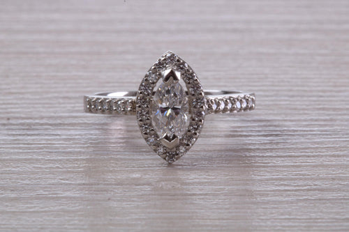 Halo set Marquise Cut Certified Diamond Engagement Ring