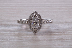 Halo set Marquise Cut Certified Diamond Engagement Ring