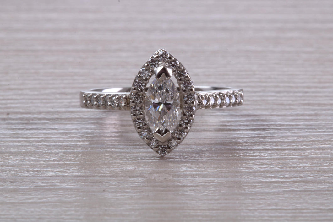 Halo set Marquise Cut Certified Diamond Engagement Ring
