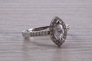 Halo set Marquise Cut Certified Diamond Engagement Ring
