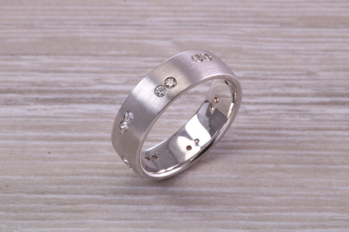 6 mm wide Third of a carat Diamond set White Gold Band
