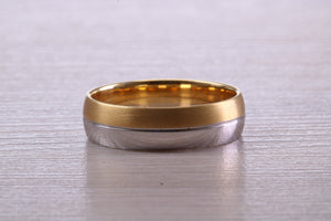 Gents Two Tone Gold 6 mm wide Band