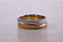 Load image into Gallery viewer, Gents Two Tone Gold 6 mm wide Patterned Band