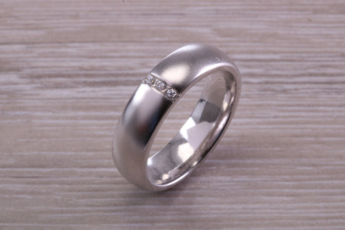 Gents Chunky 6 mm wide Diamond set White Gold Band