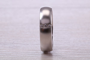 Gents Chunky 6 mm wide Diamond set White Gold Band