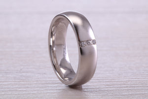 Gents Chunky 6 mm wide Diamond set White Gold Band