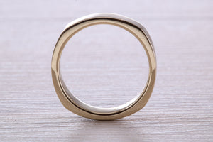 Gents 6 mm Wide Square Profile Diamond set Yellow Gold Wedding Band