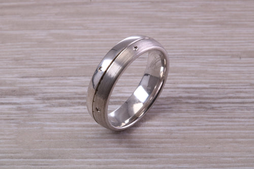 Gents 6 mm Wide Patterned White Gold Band