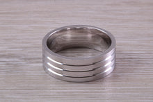 Load image into Gallery viewer, Gents Chunky 8mm Wide Patterned White Gold Band