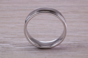 Gents 6 mm Wide Patterned White Gold Band