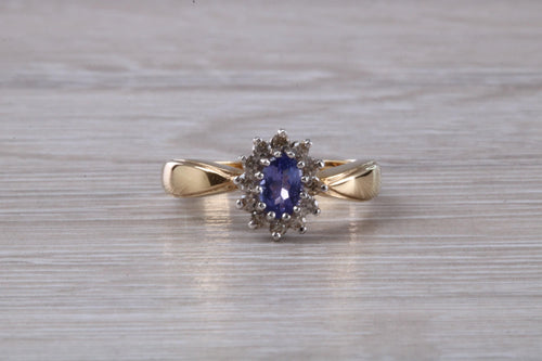 Tanzanite and Diamond Halo Ring