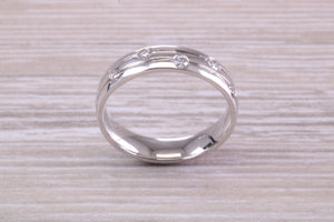 5 mm Wide Unisex Diamond set 18ct White Gold Band