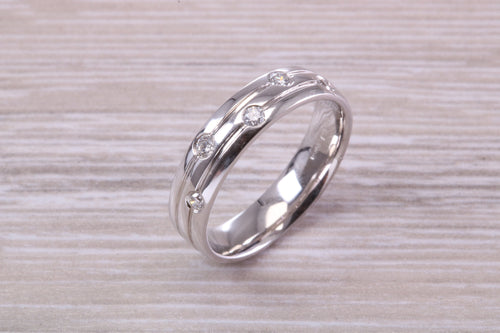 5 mm Wide Unisex Diamond set 18ct White Gold Band