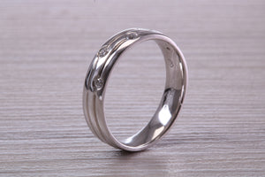 5 mm Wide Unisex Diamond set 18ct White Gold Band