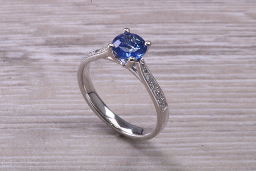 One carat Ceylon Blue Sapphire and Diamond Ring