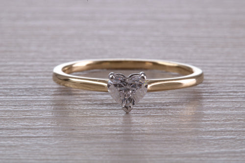 Heart Shape Diamond Solitaire set in 18ct Yellow Gold