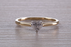 Heart Shape Diamond Solitaire set in 18ct Yellow Gold