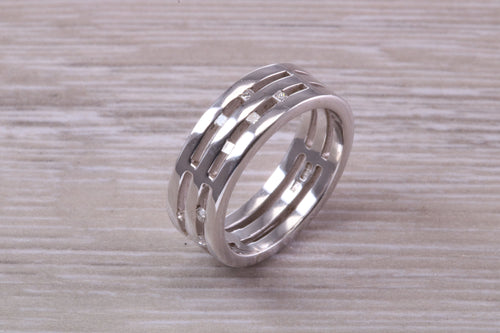 Chunky 7 mm wide Diamond set White Gold Band