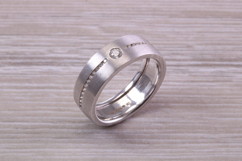 6 mm wide Diamond set White Gold Band