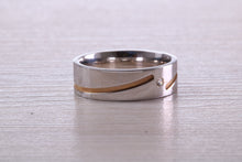 Load image into Gallery viewer, Gents Two Tone Rose and White Gold 6 mm wide Diamond set Band