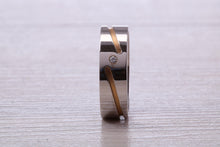 Load image into Gallery viewer, Gents Two Tone Rose and White Gold 6 mm wide Diamond set Band