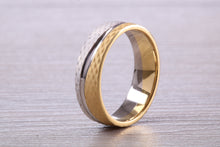 Load image into Gallery viewer, Gents Two Tone Gold 6 mm wide Patterned Band