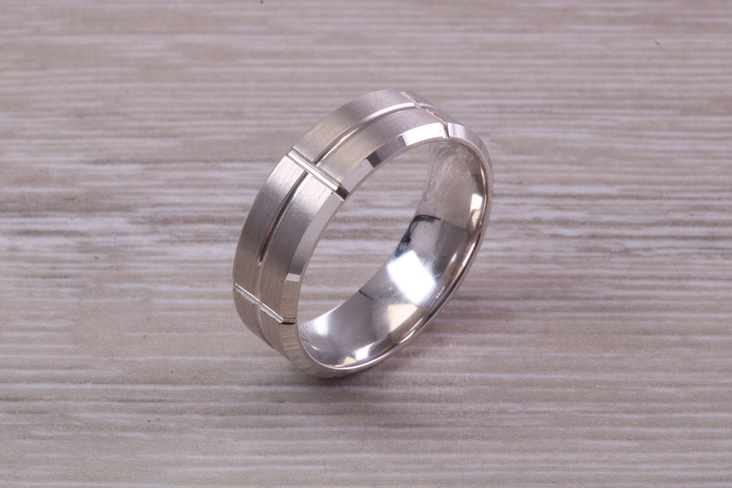 Very Chunky Gents 7 mm Wide White Gold Band