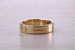 5 mm wide Diamond set Yellow Gold Unisex Band