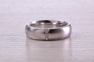 Gents Chunky 6 mm wide Diamond set White Gold Band