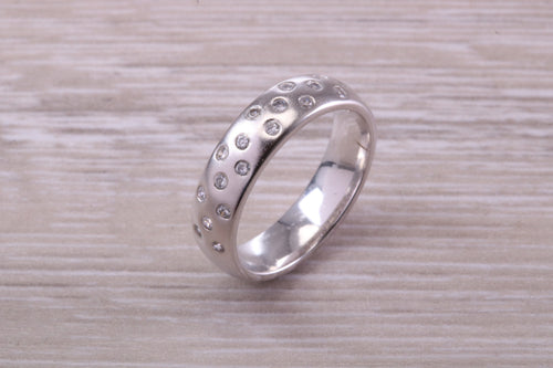 5 mm wide Sparkle Diamond set White Gold Unisex Band