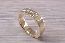 Load image into Gallery viewer, Gents 6 mm Wide Square Profile Diamond set Yellow Gold Wedding Band