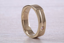 Load image into Gallery viewer, Gents 6 mm Wide Square Profile Diamond set Yellow Gold Wedding Band