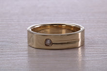 Load image into Gallery viewer, Gents 6 mm Wide Square Profile Diamond set Yellow Gold Wedding Band